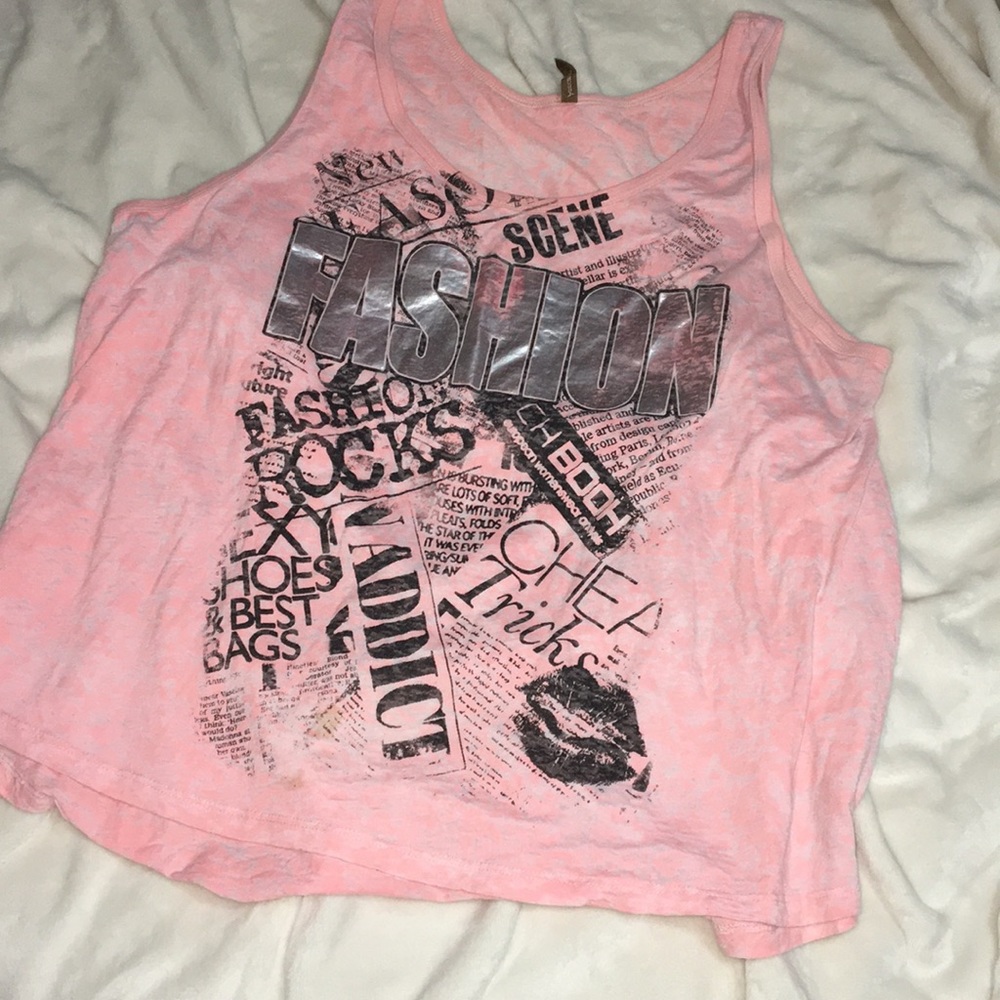 Pink fashion graphic tank top
